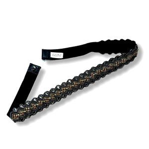 Vintage Glint Black and Gold Beaded Belt